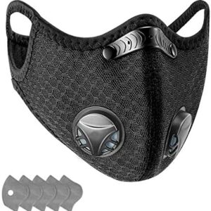 Colbiz Dust Mask Reusable Activated Carbon Windproof Dustproof Masks with 5 Filters, Adjustable Breathable Sports Face Mask for Running Cycling Motorcycle Mowing Woodworking Outdoor Activities