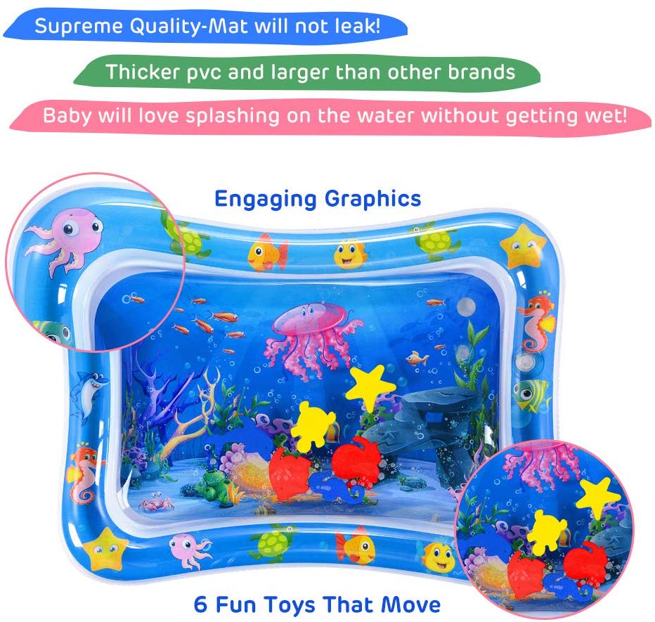 MAGIFIRE Tummy Time Baby Water Mat Infant Toy Inflatable Play Mat for 3 6 9 Months Newborn Boy Girl 4 MAGIFIRE Tummy Time Baby Water Mat Infant Toy Inflatable Play Mat for 3 6 9 Months Newborn Boy Girl